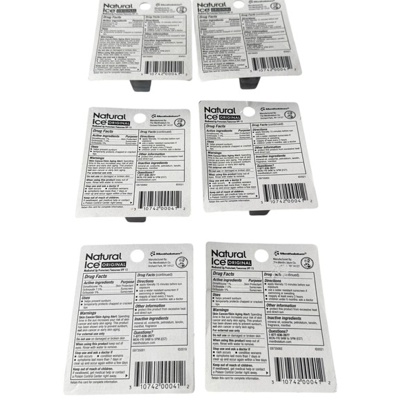 Mentholatum Natural Ice Original‎ Medicated Lip Balm SPF 15 Outdoor 6 Pack - Picture 2 of 3